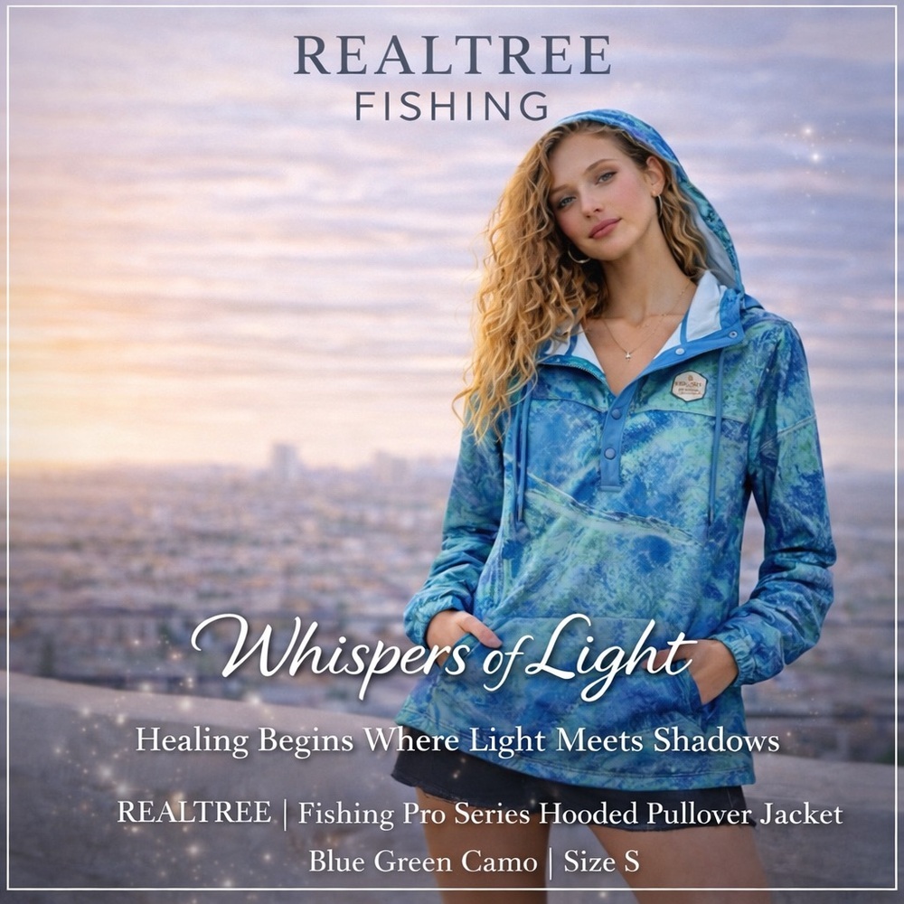 🌊 Realtree Fishing Pro Series Hooded Pullover Jacket – Blue Green Camo | Size S